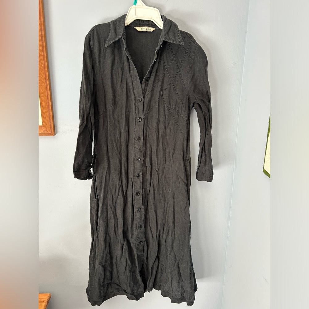 Black linen dress